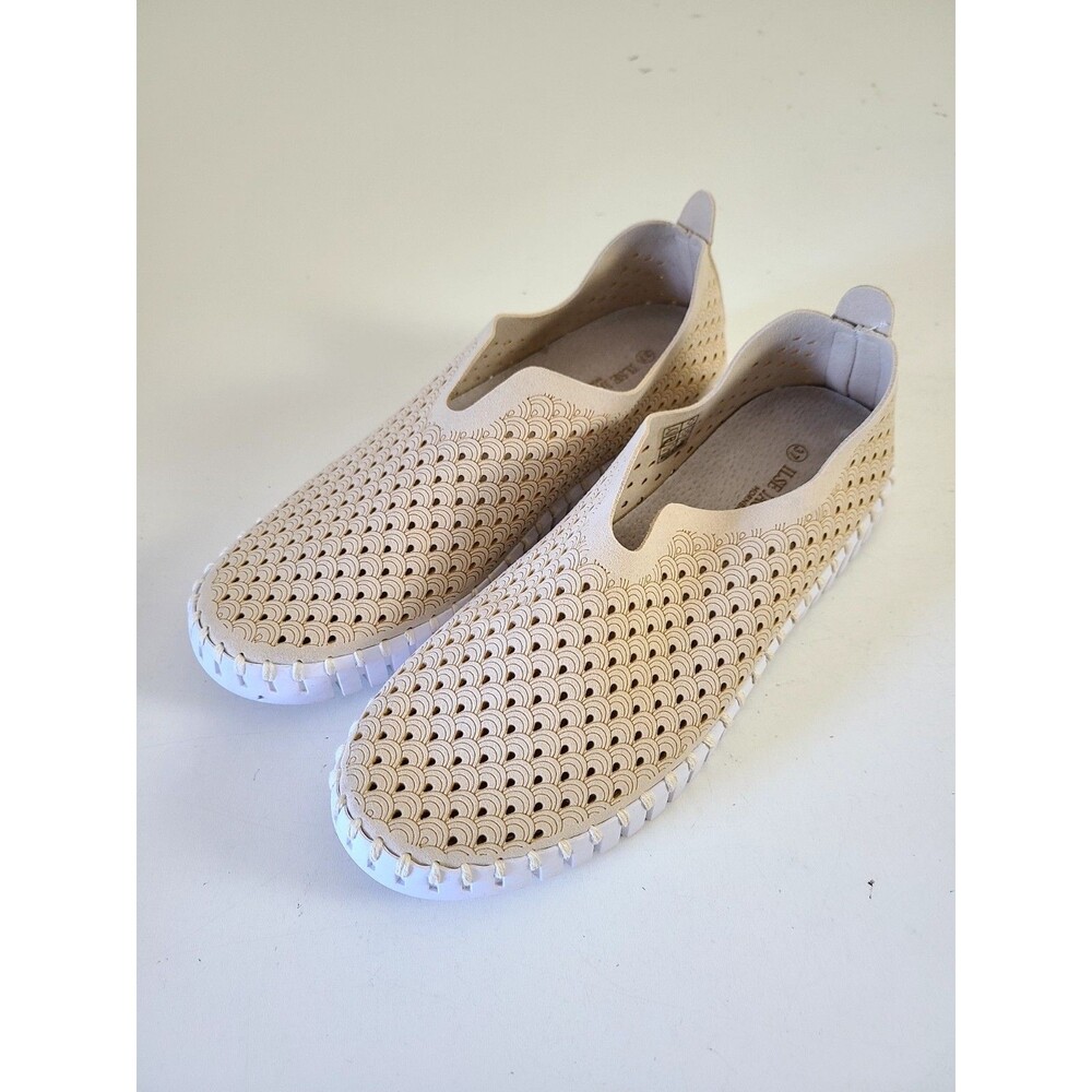 Ilse Jacobsen Tulip Flat Shoes 37 Size 7 Tan Perforated Slip On